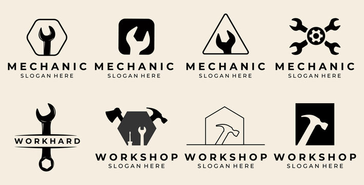set of mechanic logo vector design