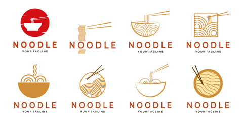 set of noodle simple logo vector design illustration