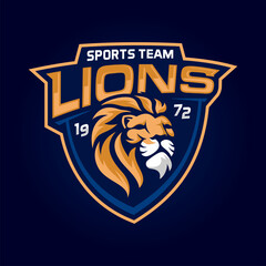 Lion head gaming logo for e sport and sport mascot vector illustration