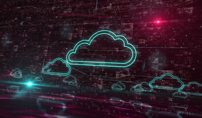 Cloud computing and online storage symbol digital concept 3d illustration
