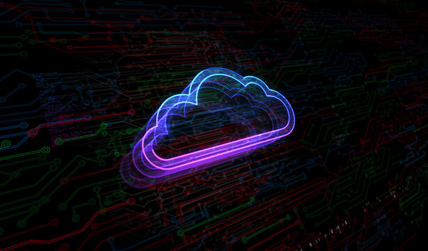 Cloud computing and online storage symbol digital concept 3d illustration