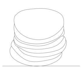 pancakes drawing by one continuous line, sketch, vector