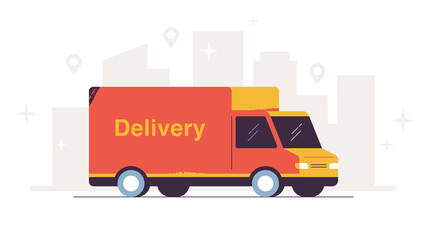 Delivery truck van service car vector illustration. White background