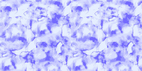 Vector Tie Dye Seamless Pattern. Ethnic Abstract. Flowers Bohemian Ornament. Blue Texture. Borders. Abstract Background. Violet Tie Dye Rug. Watercolor Mottled Bleach Dye.
