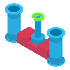 Metalworking tool icon isometric vector. Face milling process, sewerage pipe icon. Industrial equipment, steel and iron industry