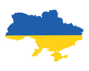 Vector map state of Ukraine. Simple hand made line drawing map. Blue and yellow colour flag on a white background