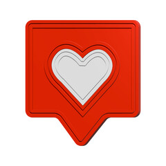 3d social media notification love like heart icon