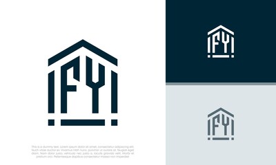 Simple Initials FY logo design. Initial Letter Logo. Shield logo.	