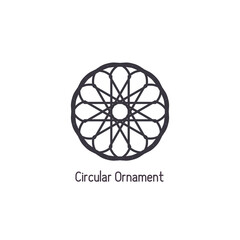 Mosaic arabic linear ornament. Vector geometric circular emblem for ornamental design or logos