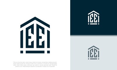 Simple Initials EE logo design. Initial Letter Logo. Shield logo.	