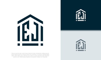 Simple Initials EJ logo design. Initial Letter Logo. Shield logo.	