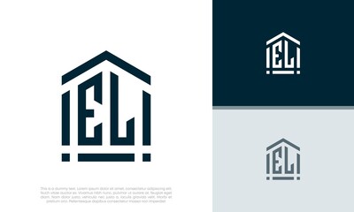 Simple Initials EL logo design. Initial Letter Logo. Shield logo.	