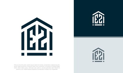 Simple Initials EZ logo design. Initial Letter Logo. Shield logo.	