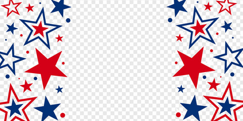Obraz premium Abstract united states of America's transparent background concept consists of red and blue stars. Vector illustration. 