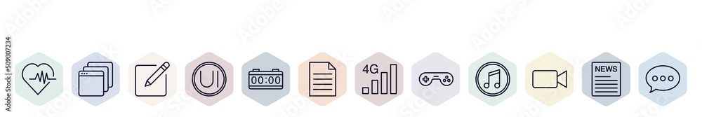 Poster set of web icons in outline style. thin line icons such as