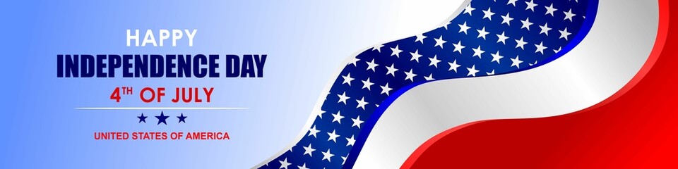 4th of July, Happy American Independence Day Banner Vector illustration.