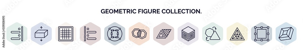 Poster set of geometric figure collection. web icons in outline style. thin line icons such as right alignm