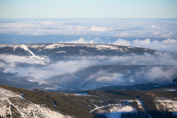 Clouds over the hills of Karkonosze