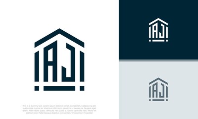 Simple Initials AJ logo design. Initial Letter Logo. Shield logo.	