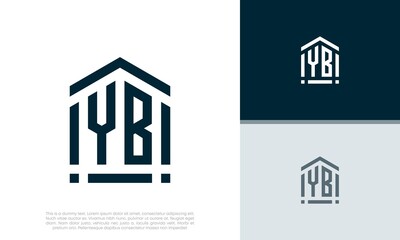 Simple Initials YB logo design. Initial Letter Logo. Shield logo.	