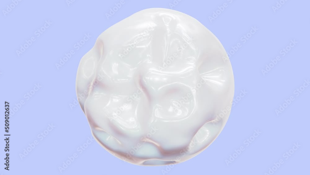 Aufkleber looping 3d animation of the abstract morphing milky cream white orb rendered in uhd with alpha matte