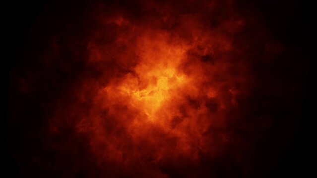 Dark orange red Fire flame cloud dark red seamless looping copy space animation background.
