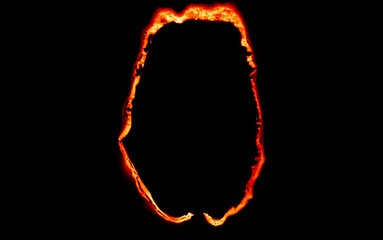 burning paper, glowing edge of paper on a black background