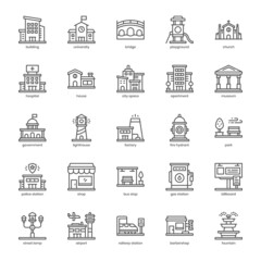 City Element icon pack for your website design, logo, app, UI. City Element icon outline design. Vector graphics illustration and editable stroke.