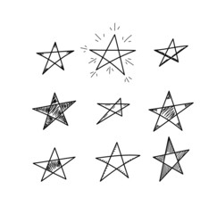 stars isolation, doodle vector  set 