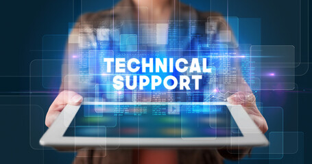 Person holding tablet, technology concept