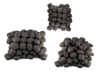 Black oak coal isolated on white background.