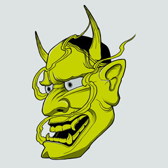 hannya mask, traditional Japanese mask vector illustration.