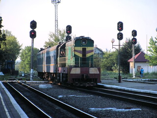 In the evening, the train arrives at the station