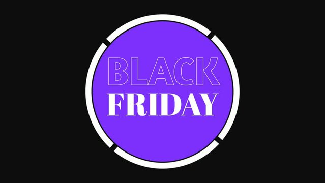 Black Friday 4K neon sign animation on black background. with a rotating circle frame againts black screen.Banner Sign and symbols neon sign business concept,using for shop,store,night club 