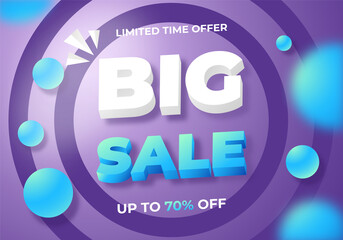 Web violet banner 3d colorfull modern for social media stories sale, web page, mobile phone. template design special offer