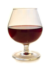 Glass of red wine isolated on white.