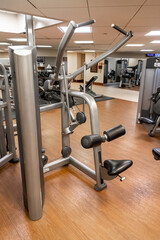 Exercise equipment in a fitness gym