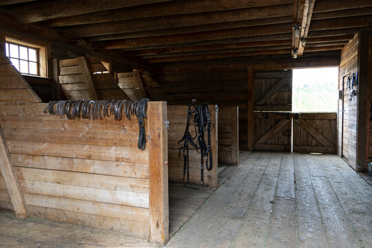 old wooden barn with horse tac equipment from the early 1900s