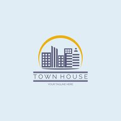 real estate town house logo template design for brand or company and other