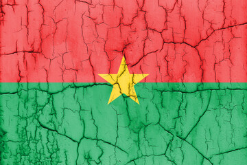 Textured photo of the flag of Burkina Faso with cracks.