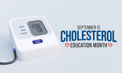 National Cholesterol Education month is observed every year during September, to raise awareness about cardiovascular disease, cholesterol, and stroke. 3D Rendering