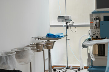 Interior of operation room with different medical equipment ready for surgery