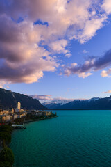 Fototapeta na wymiar Panoramaansicht Montreux-Schweiz