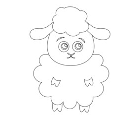 Coloring Page Outline of cartoon sheep or lamb. Farm animals. Coloring book for kids.