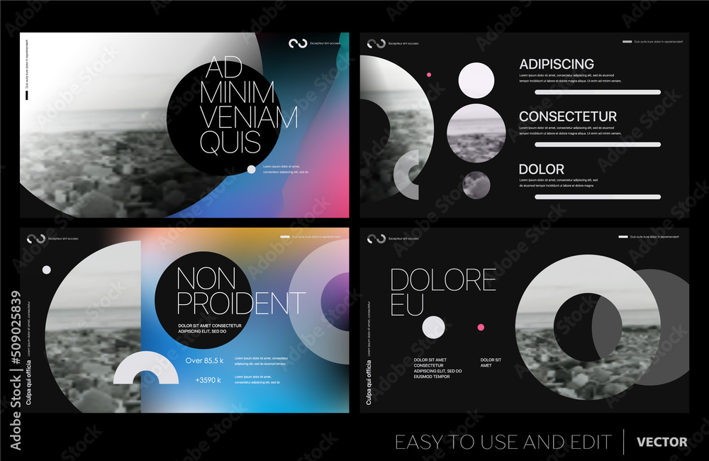 Poster editable vector presentation templates with design elements and infographics. background for present