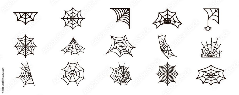 Wall mural web spider cobweb icons set. spider icon set.