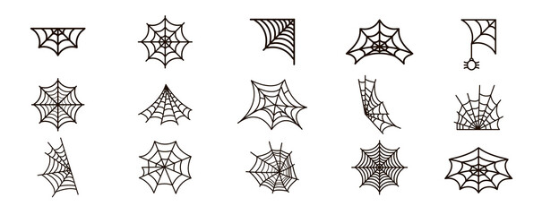 Web spider cobweb icons set. Spider icon set.