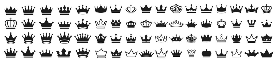 Crown king mega icon set - obrazy, fototapety, plakaty