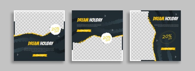 Creative Travel adventure sosial media post template easy use vector