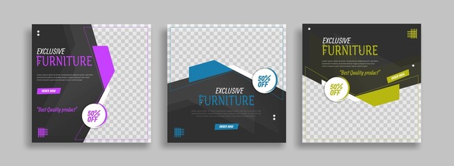Creative Furniture sosial media post template easy use vector